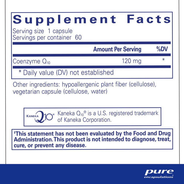 Pure Encapsulations Coq10 120 Mg | Coenzyme Q10 Supplement for Energy, Antioxidants, Brain and Cellular Health, Cognition, and Cardiovascular Support* | 60 Capsules