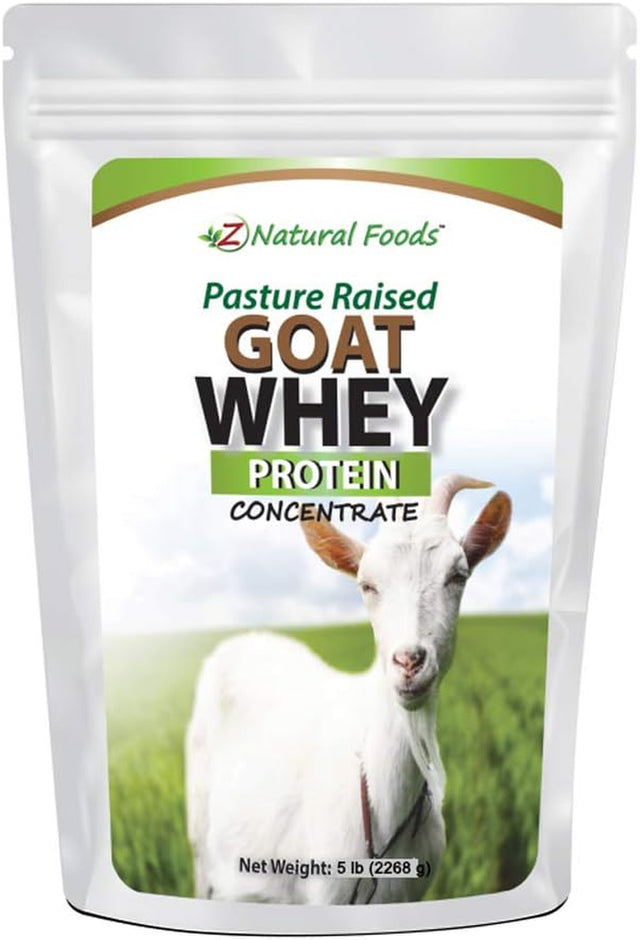 Z Natural Foods Goat Whey Protein Powder, 100% Pure & Unflavoured, High in BCAA, Immunity Booster, Great in Coffee, Smoothies & Pre Workout Shakes, Kosher Certified, Non-Gmo, 5 Lb