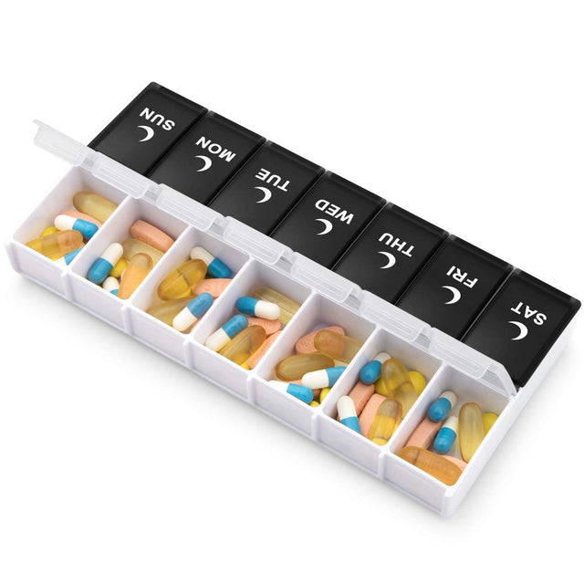 Pill Organizer, Weekly Large Pill Box 2 Times a Day, AM PM Pill Case, Day Night Pill Container with 14 Compartment, Medicine Organizer for Daily Vitamins & Fish Oil, Great for Travel