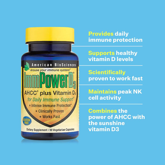 Immpower D3 AHCC plus Vitamin D3 30 Vegetarian Capsules