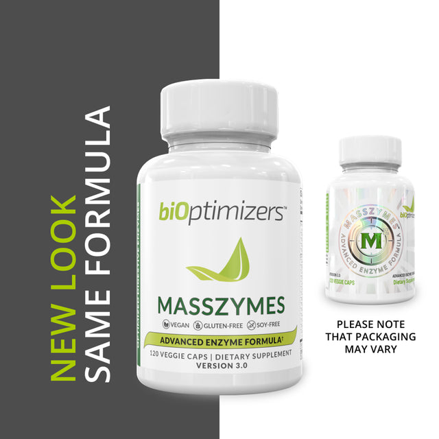 Bioptimizers - Masszymes 3.0 with Astrazyme - Digestive Enzyme Supplement for Better Absorption - Relief from Bloating, Constipation, and Gas - Contains Lipase, Amylase, and Bromelain, 120 Capsules