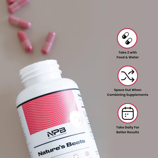 Nature'S Pure Blend Organic Beets Capsule I Support Blood Flow, Blood Pressure, Heart Health I Energy Booster, L Arginine