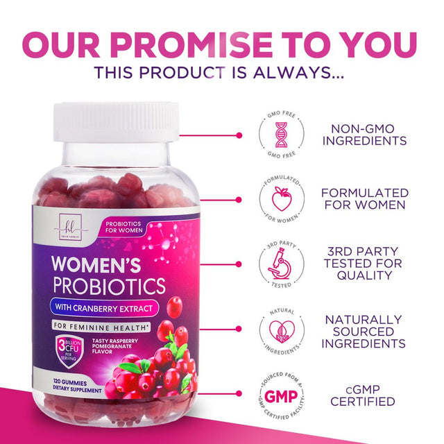 Hello Lovely! Probiotics for Women - Multi Strain Womens Probiotic Gummy W/Cranberry for Vaginal, Digestive, Ph & Immune Health Support, 3 Billion CFU Prebiotic & Probiotic Supplement - 120 Gummies