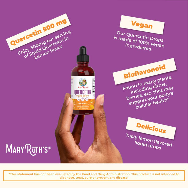 Maryruth Organics | Quercetin Liquid Drops| Bioflavonoid | Immune Support, Natural Anti-Inflammatory, Allergy Relief | Vegan | 4 Fl Oz / 120 Ml