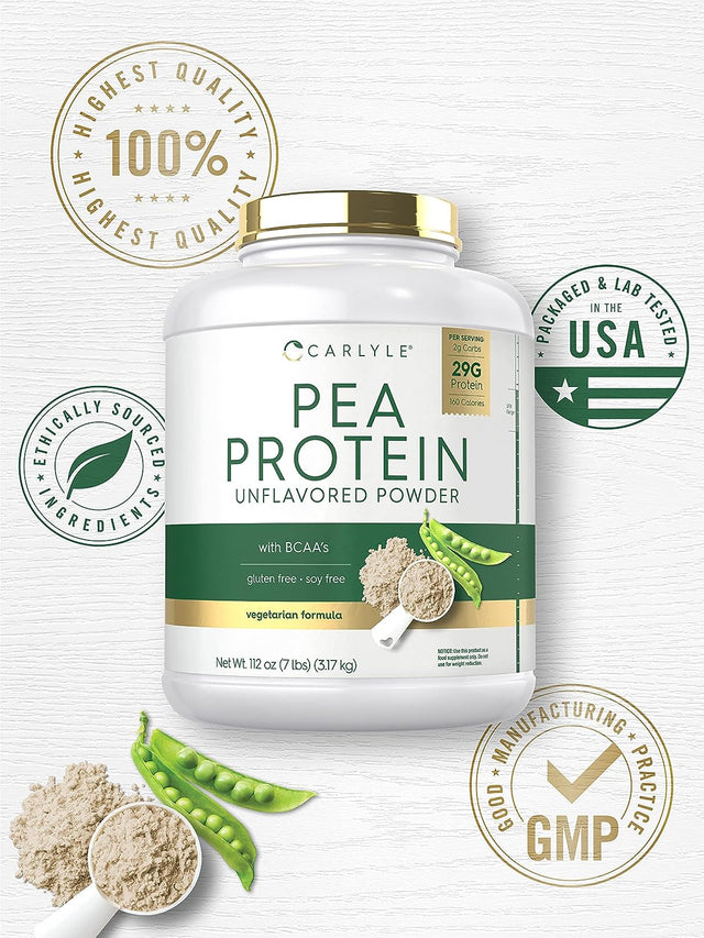 Carlyle Pea Protein Powder with BCAA'S 7Lb | Unflavored | 29G Protein | Non-Gmo, Gluten, and Soy-Free | Vegetarian Protein Powder