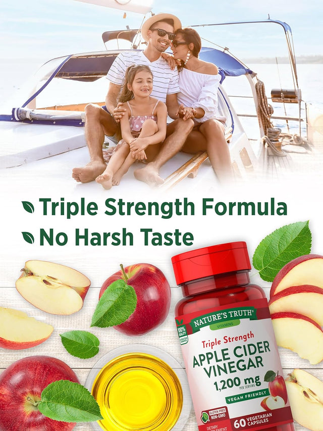 Nature'S Truth Apple Cider Vinegar Capsules | 1200Mg | 60 Veggie Pills | Extra Strength | Vegan, Non-Gmo and Gluten Free Supplement