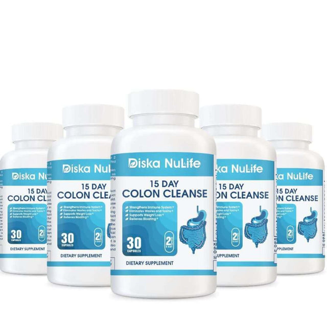 Diska Nulife 15 Day Colon Cleanse | Supports Healthy Bowel Movements and Colon Cleanse Detox, Herbal Supplements - 30 Capsules