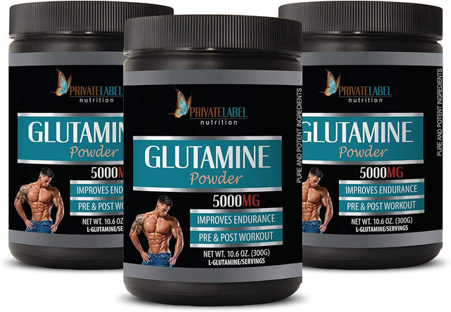 Pre Workout Lose Weight - GLUTAMINE 5000MG Powder - Improves Endurance - L-Glutamine Bulk - 3 Cans 900 Grams