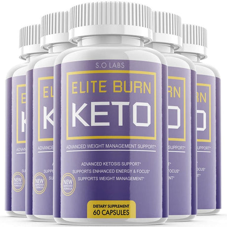 (5 Pack ) Elite Burn Keto - Supplement for Weight Loss - Energy & Focus Boosting - Appetite Control & Suppressants - 300 Capsules