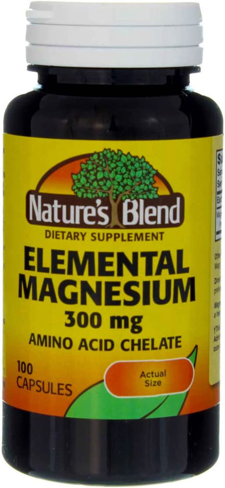 Nature’S Blend Elemental Magnesium Amino Acid Chelate 300Mg Tablets Dietary Supplement 100 Ct | Mega Food Magnesium Supplements