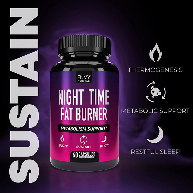 Night Time Fat Burner - Carb Blocker, Metabolism Booster, Appetite Suppressant and Weight Loss Diet Pills for Men and Women with Green Coffee Bean Extract and White Kidney Bean - 60 Capsules