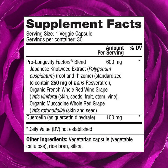 Reserveage, Resveratrol 250 Mg, Antioxidant Supplement for Heart and Cellular Health, Supports Healthy Aging, Paleo, Keto, 60 Capsules