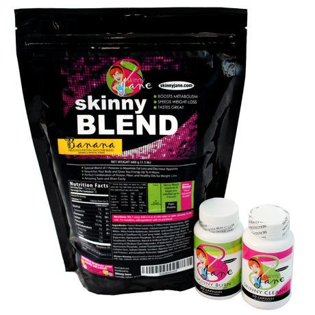 Skinny Jane - Best Weight Loss Quick Slim Diet Kit, Best Tasting Protein Shakes, Appetite Suppressant Fat Burner Diet Pills, Cleanse and Detox, Fast Weight Loss - Banana