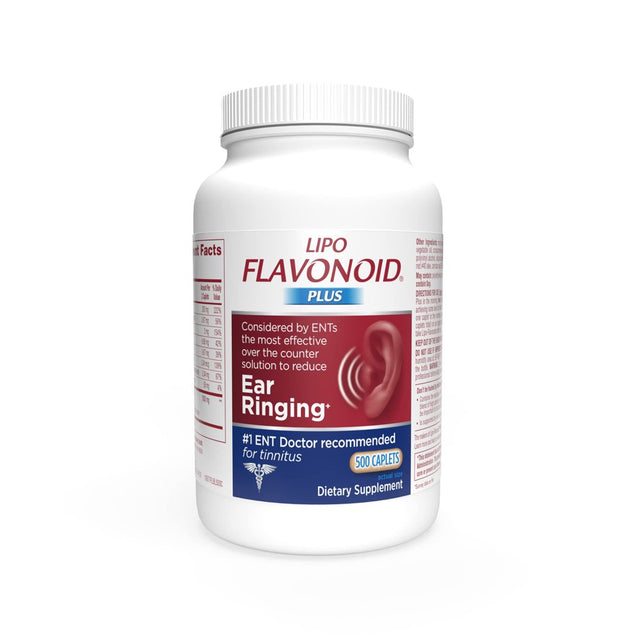 Lipo-Flavonoid plus Ear Health Supplement | 500 Caplets | #1 ENT Doctor Recommended for Ear Ringing | Most Effective over the Counter Tinnitus Treatment