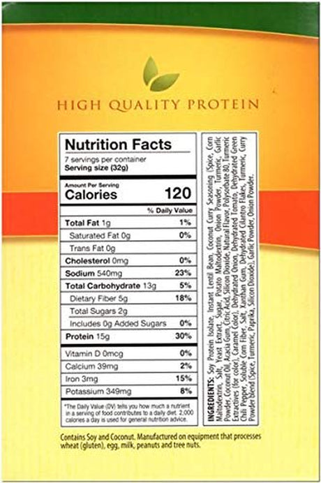 Fit Wise Encore Entrees - High Protein Diet Dinner -Vegan Lentil Curry - 15G Protein - Low Calorie 120 Calories - LOW Sugar 2 Grams - Low Fat 1 Grams- 7/Box (1.13 OZ Net Weight 7.90 OZ)