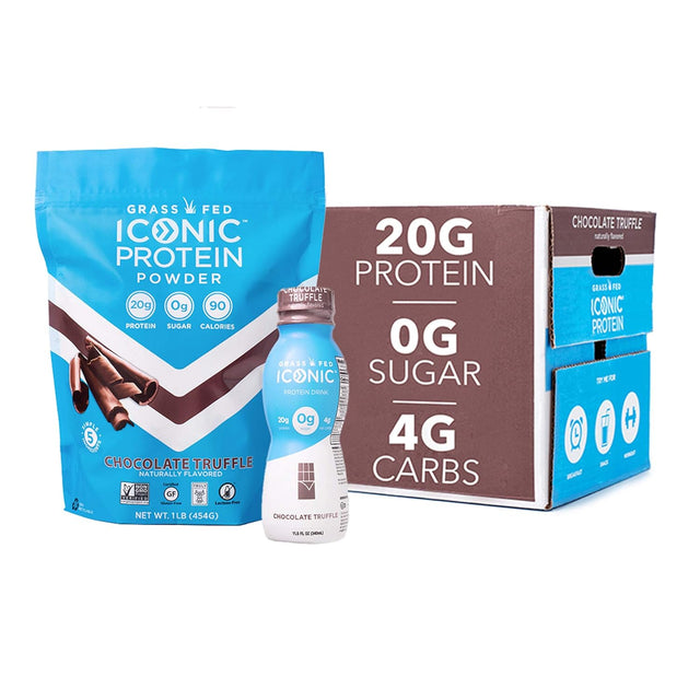 ICONIC Chocolate Lover'S Bundle | 12 Low Carb Protein Shakes + 1 Lb. (17 Servings) Low Carb Protein Powder | Zero Sugar, 20G Protein, 4G Net Carbs | Lactose Free, Gluten Free, Soy Free | Keto Friendly