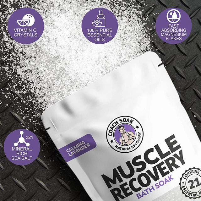 Coach Soak: Muscle Recovery Bath Soak - Natural Magnesium Muscle Relief & Joint Soother - Calming Lavender