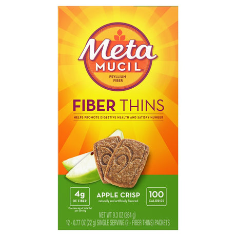 Metamucil Psyllium Fiber Wafers Apple Crisp Packets, 24 Ct, 3 Pack