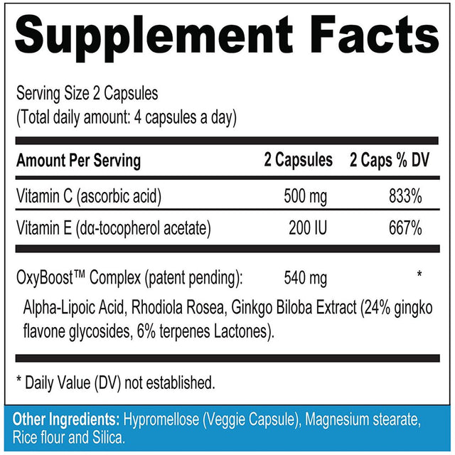 Altitude Rx Oxyboost Complex. Altitude Formula for Acclimation to Ski or Mountain Trips with Vitamin C, Alpha Lipoic Acid and Rhodiola (120 Vegetarian Caps)…