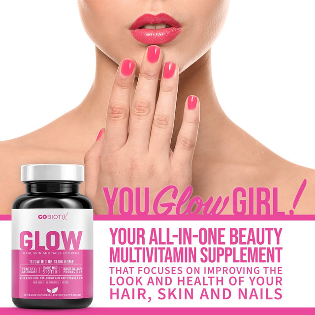 Glow | Hair, Skin & Nails Multivitamin with Hyaluronic Acid | Collagen Boost for Women