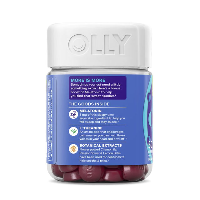 OLLY Extra Strength Sleep Gummy Supplement, 5Mg Melatonin, L Theanine, Blackberry, 50 Ct