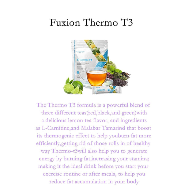 Fuxion Thermo T3-Fat Burner Instant Tea Drink Mix to Generate Energy & Increase Stamina-Thermogenic Effect before Excercise or after Meals,28 Stick W. Bonus 3 Sachets of Omnite Keto MCT