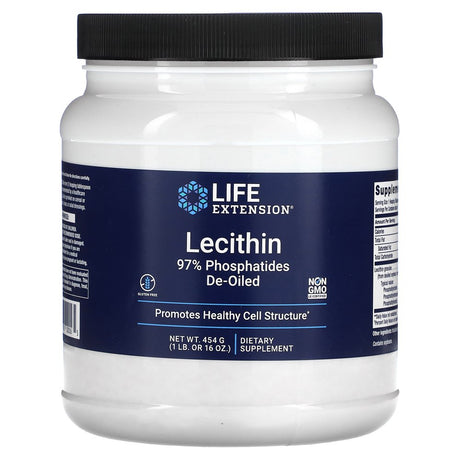 Life Extension Lecithin - 97% Phosphatides De-Oiled - Soy Based Vegan Lecithin Supplement Powder for Brain Health, Liver Health and Detox - Non-Gmo, Gluten-Free, Vegetarian - 1 Pound (41 Serving)