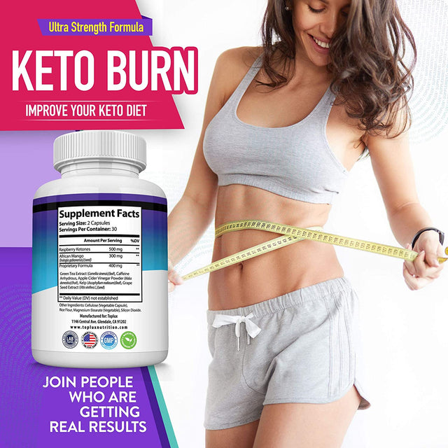 Toplux Keto Burn Pills Ketosis Weight Loss - 1200 Mg Ultra Advanced Natural Ketogenic Fat Burner Using Ketone Diet for Men Women 60 Capsules Supplement