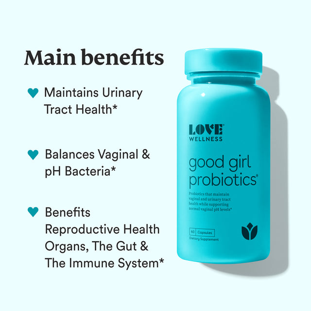 Love Wellness Good Girl Probiotics for Vaginal & Urinary Tract Health, 60 Count