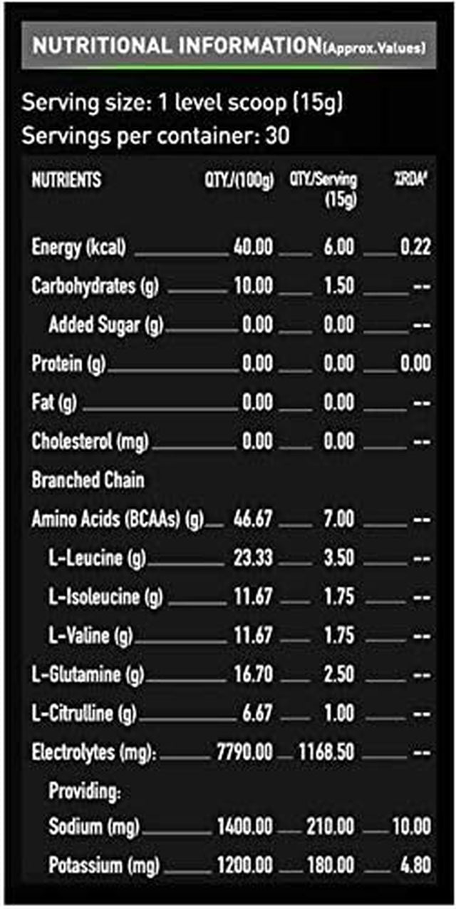 BCAA Pro Amino Acid Powder (Fruit Splash, 450 G, 30 Servings) with 100G Creatine Free