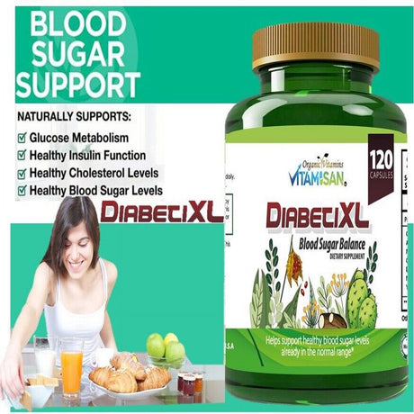 Blood Sugar Support Supplement for Glucose Balance Metabolism Vitamins Herbs 120 Capsule