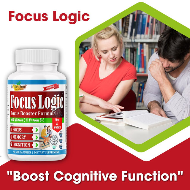 Focuslogic Brain Supplement for Memory and Focus, Nootropics for Concentration, Energy, Cognitive, & Mental Clarity, Memory Supplements for Seniors & Adults, Energy & Mood Booster- 90 Capsules