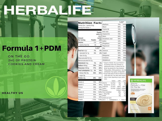 Herbalife Formula 1 + PDM on the Go: 24G of Protein 7 Packets per Box (Cookies and Cream + Vanilla), Protein for Energy and Nutrition, Sustain Energy and Satisfy Hunger