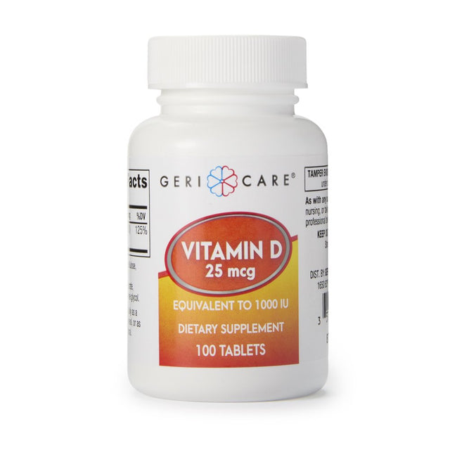 Geri-Care Vitamin D Tablet 1000 IU 876-01-GCP 1 Bottle, 100 per Bottle