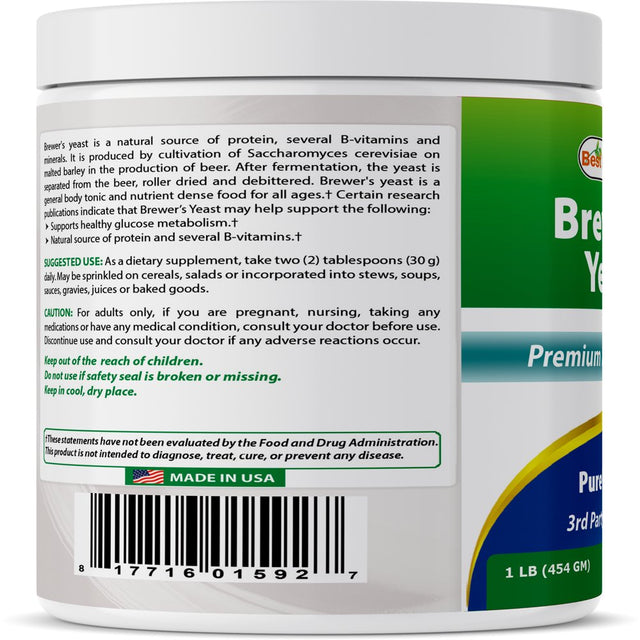 Best Naturals Pure Brewers Yeast Powder 1 Lb (16 Oz)(454 Gm) | Supports Healthy Sugar Metabolism | Helps Increasing Breast Milk Supply during Breastfeeding, Lactation, Digestive Health