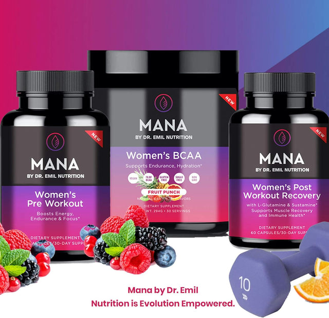 DR EMIL NUTRITION MANA Post-Workout Recovery Capsule for Women with L-Glutamine and Sustamine to Support Muscle Recovery & Immune Health, 30 Servings