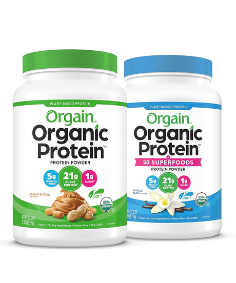 Orgain Organic Vegan Protein Powder + Superfoods Powder Bundle (2.03 Lb + 2.02 Lb)