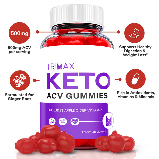 (1 Pack) Trimax Keto ACV Gummies - Supplement for Weight Loss - Energy & Focus Boosting Dietary Supplements for Weight Management & Metabolism - Fat Burn - 60 Gummies