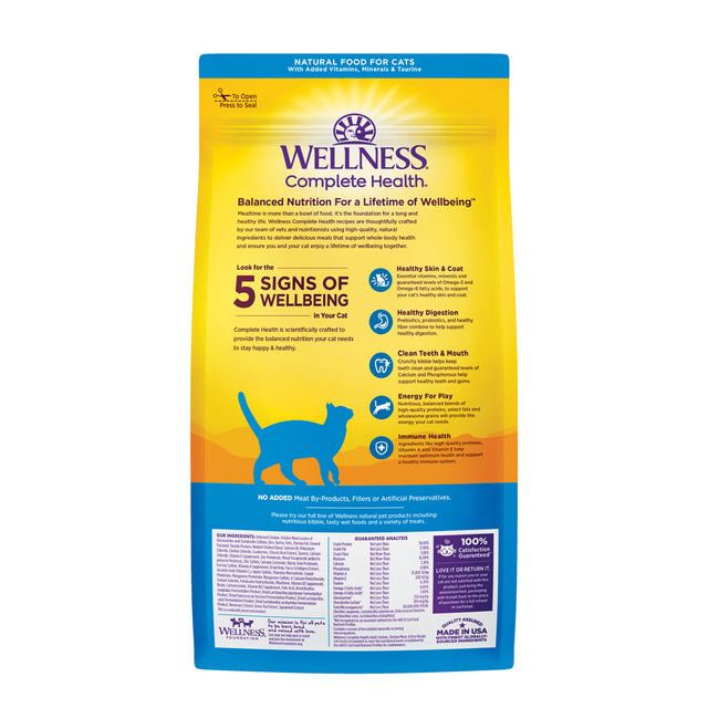 Wellness Complete Health Dry Cat Food, Chicken & Chicken Meal Recipe, 5Lb Bag