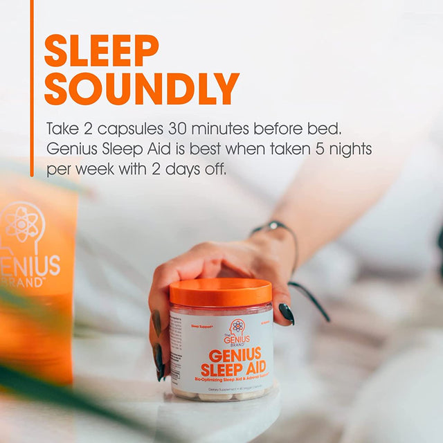 Sleep Aid Melatonin Supplement for Stress, Anxiety Relief Support, Insomnia Relief, Genius Sleep Aid by the Genius Brand