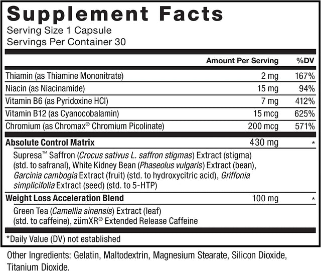 FORCE FACTOR Leanfire Control Appetite Suppressant for Weight Loss with B12 Vitamins, Green Tea Extract, & Garcinia Cambogia to Curb Cravings, Reduce Snacking, & Increase Energy, 30 Capsules