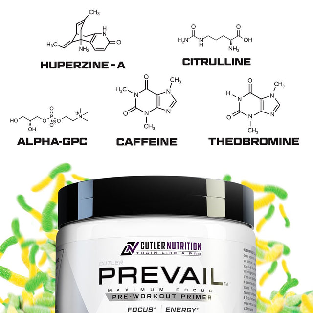 Prevail Pre Workout Powder with Nootropics - Best Tasting Pre Workout, Energy & Focus Supplement with L-Citrulline, Alpha-Gpc, L-Tyrosine | Sour Lime Gummy, 40 Servings