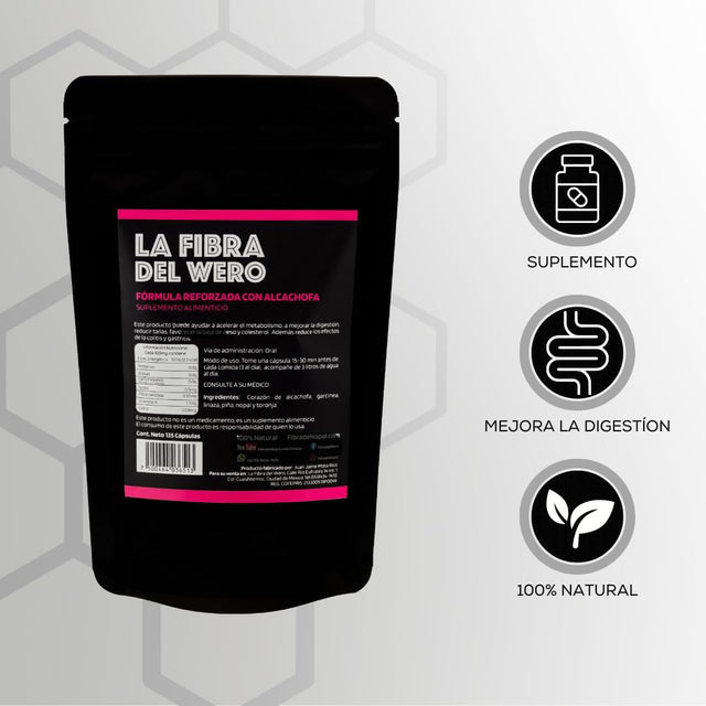 FIBRA DEL WERO | Cactus Fiber with Artichoke | 100% Natural Supplement | Package “Three Months”