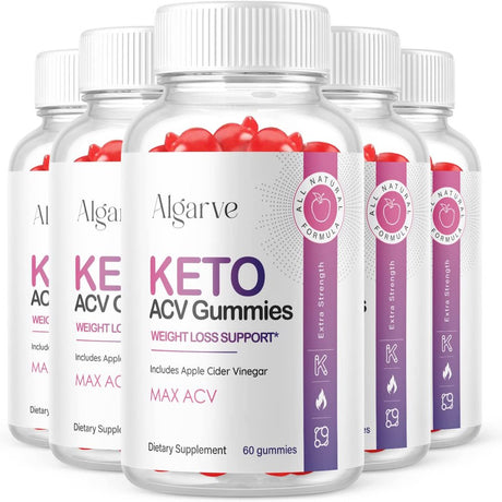 (5 Pack) Algarve Keto ACV Gummies - Supplement for Weight Loss - Energy & Focus Boosting Dietary Supplements for Weight Management & Metabolism - Fat Burn - 300 Gummies