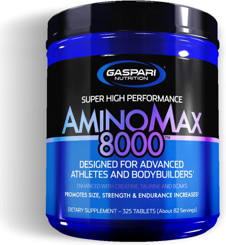 Gaspari Nutrition Aminomax 8000: Advanced Amino Acids for Muscle Recovery, Growth and Endurance - Creatine, Leucine, Taurine, and Bcaas, 325 Tablets