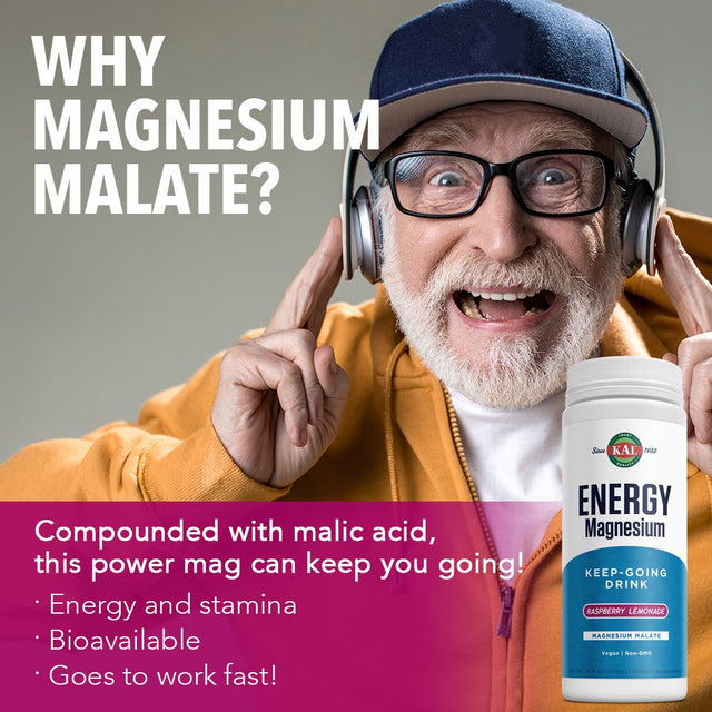 KAL Energy Magnesium Keep-Going Drink | Magnesium Malate 325Mg | Healthy Metabolism & Stamina Support | 14.3Oz, 90 Serv.