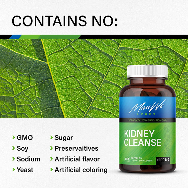 MAUWE HERBS Kidney Cleanse Supplement - Organic Herbal Formula Cranberry Extract, Cleavers Herb, Horsetail, Stinging Nettle Root, Astragalus, Juniper Berry, Buchu Leaf, Immune Support - 100 Capsules