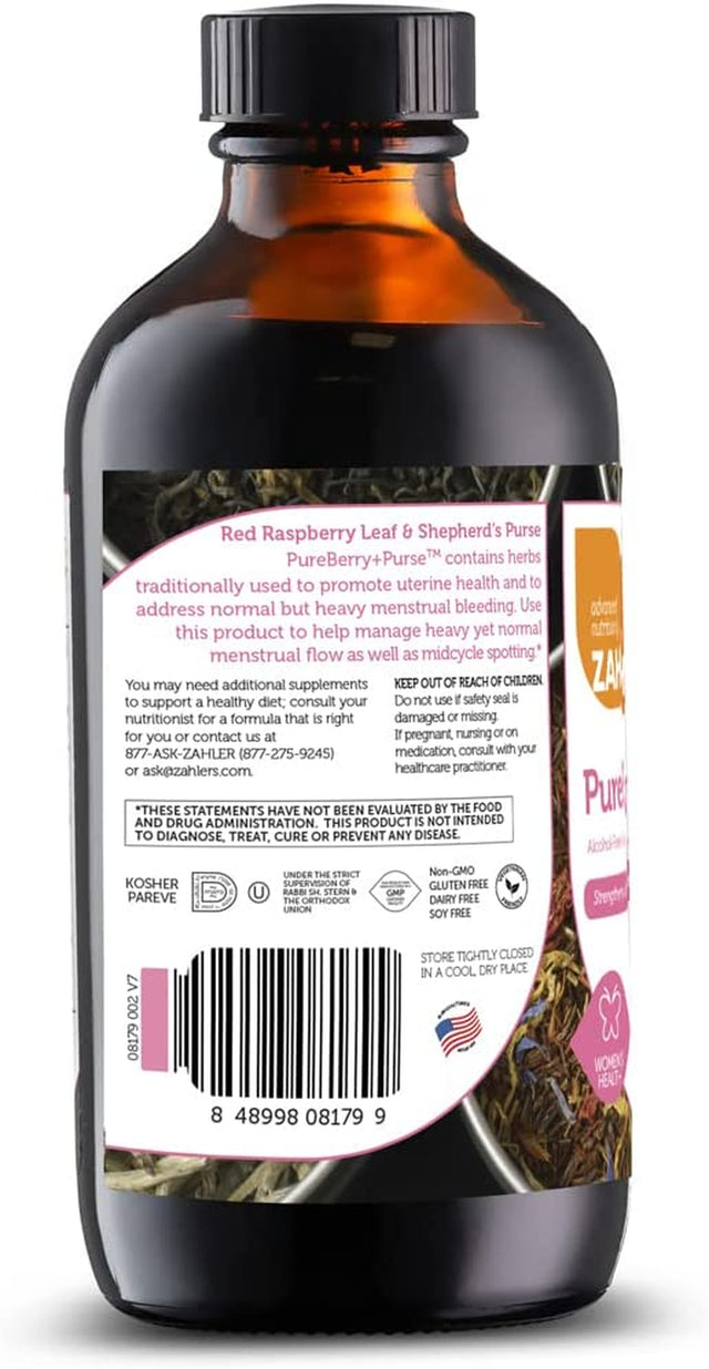 Zahler Pureberry+Purse, Liquid Raspberry Leaf & Sheperd'S Purse, Strengthens Uterine Tissue, Certified Kosher, 8OZ