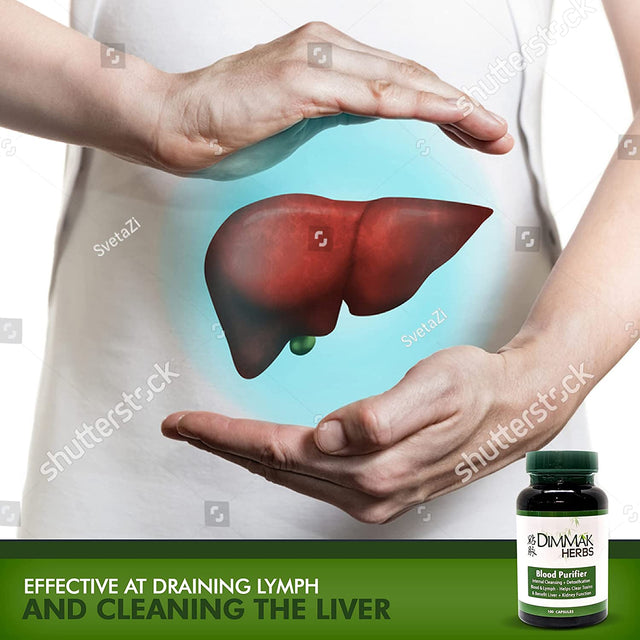 Dimmak Herbs Blood Purifier for Internal Cleansing & Detoxification + Benefits Liver and Kidney Function | Lab Tested Herbal Supplement 100 Capsules