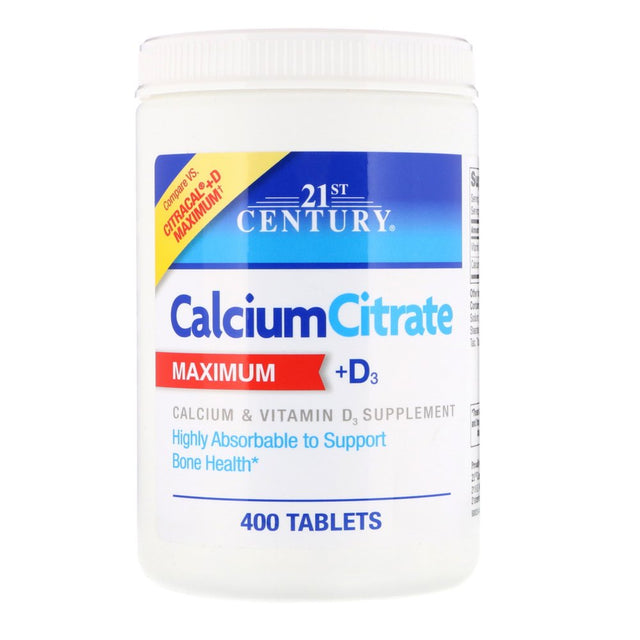 Calcium Citrate Maximum + D3, 400 Tablets, 21St Century